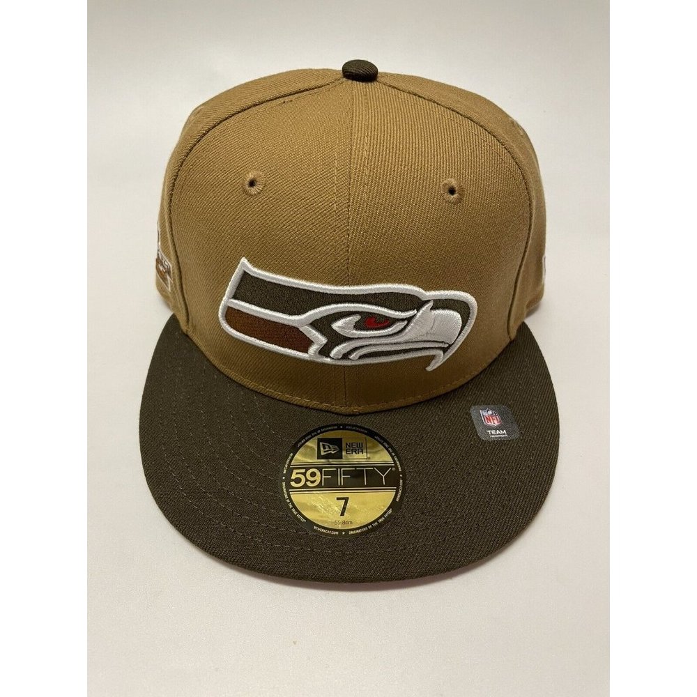 New Era 59Fifty NFL Seattle Seahawks Super Bowl XL Patch Cap Hat Wheat Brown - Picture 1 of 10